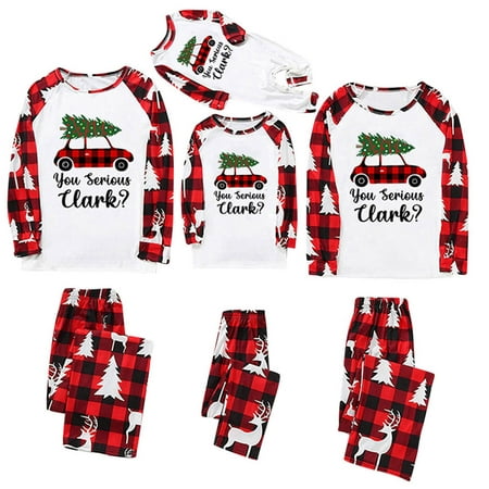 

Matching Family Pajamas Sets Christmas PJ s with Letter and Plaid Printed Long Sleeve Tee and Bottom Loungewear