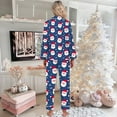 thumbnail image 5 of Summer Pajamas for Women – Comfy Cotton Lounge Shorts Women's Christmas Santa Print Button Pocket Long Sleeve Trousers Home Pajama Set, 5 of 5