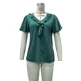 thumbnail image 4 of YHAJDS Women's Plus Size Tops Short Sleeve Round Neck Ruffle Solid Color Loose Blouse, 4 of 5