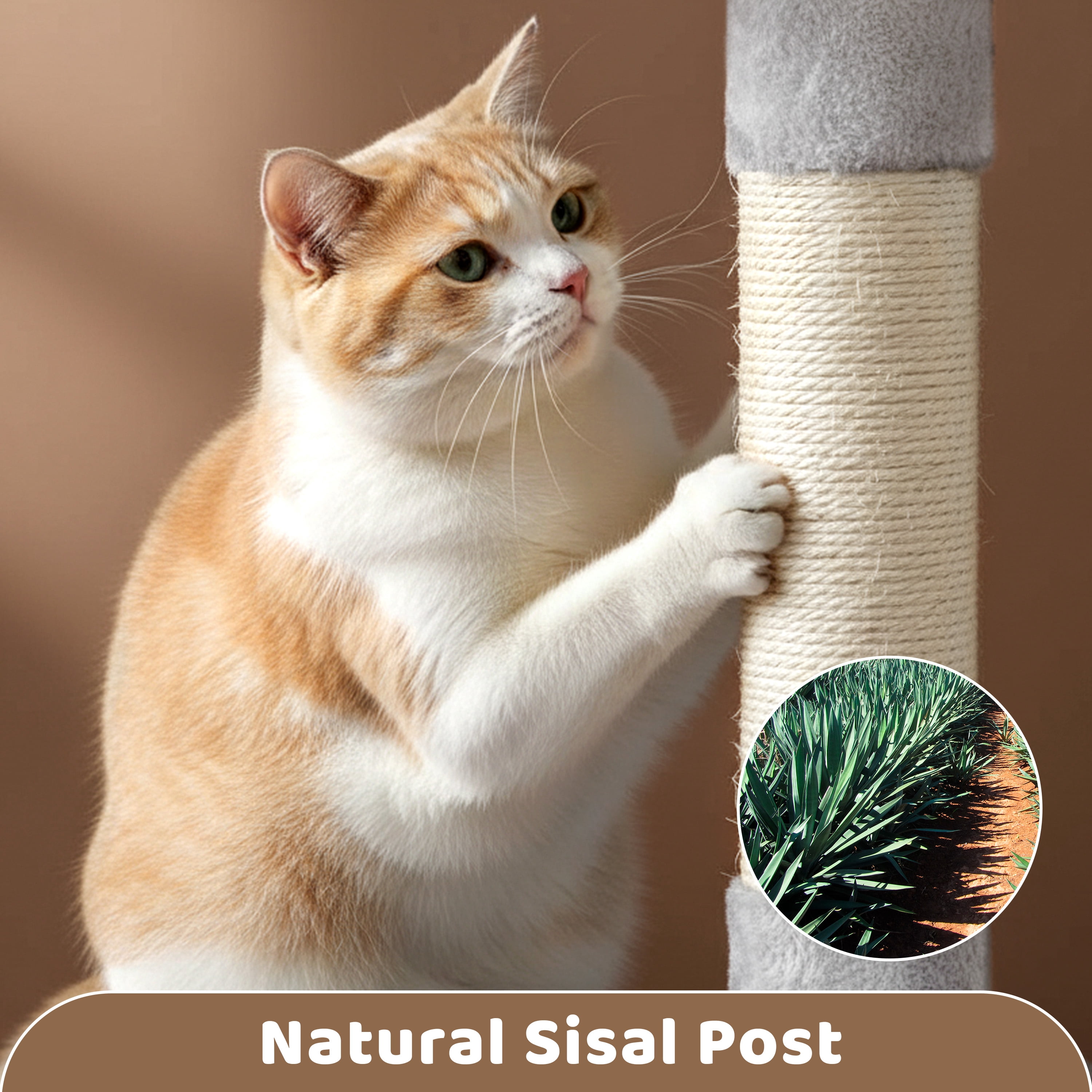Alden Design Multilevel Cat Tree Basket Condo Scratching Posts, Light Gray