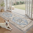 thumbnail image 6 of Toyoso 3x7 Modern Medallion Area Rug, Wide Runner Carpet, 0.25 inch Thin Machine Washable Indoor Rug for Laundry Room and Kitchen, Non Slip Utility Runner, Light Blue, 6 of 9