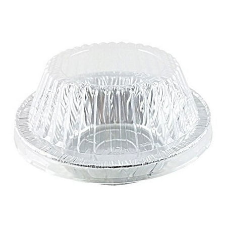 Handi-Foil 5 3/4" 12 oz. Aluminum Meat Pot Pie Pan w/Clear Dome Lid - (pack of 12)