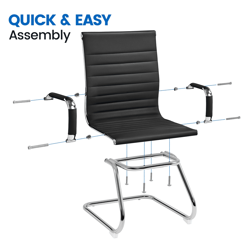 Yaheetech Modern Faux Leather Mid-back Office Chair, Set of 2,Black