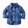 thumbnail image 3 of YIWULA Toddler Long Sleeve Plaid Jacket Baby Boys Girls Button Down Flannel Thick Shirt Fall Winter Coat for Kid(4-5 Years,Blue), 3 of 5