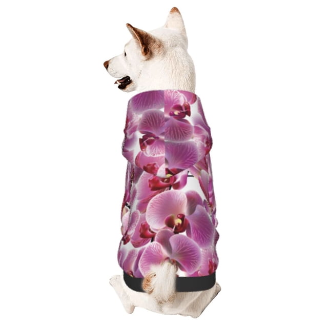Balery Orchids Flowers Sudadera con Capucha para Perros Pequeños – Ropa para Mascotas, Disfraz para Perros y Gatos, Ideal para Fiestas y Cosplay-Large