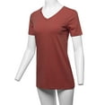 thumbnail image 5 of A2Y Women's Basic Solid Premium Cotton Short Sleeve V-neck T Shirt Tee Tops Fired Brick L, 5 of 6