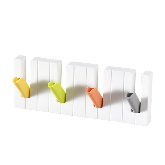 Four Panel Piano Hook Entryway Keyhole Coat Hat Bag Umbrella Hanger Bathroom Kitchen Storage Rack for Organizing Home and Wall Mounted Space