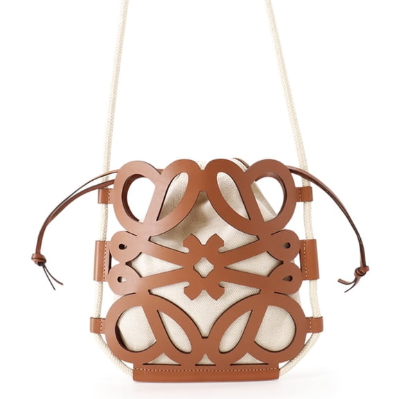 Pre-Owned Loewe Shoulder Bag Anagram Cutout Leather Canvas B922Q09X01 LOEWE Handbag