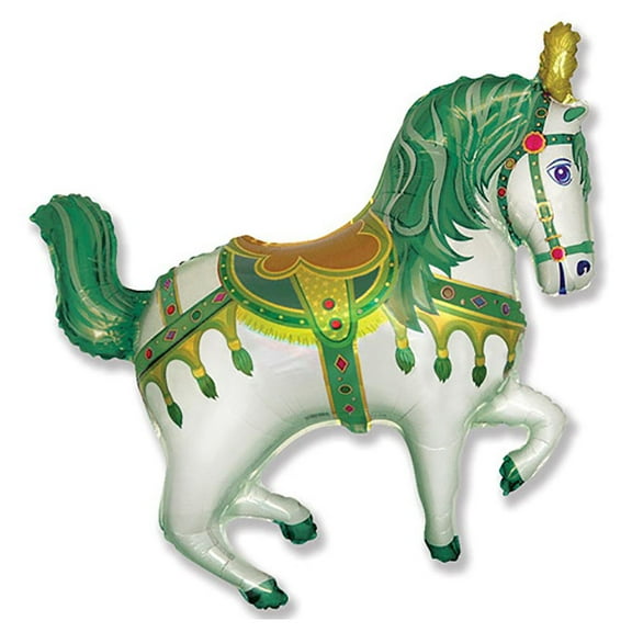 LOONBALLOON Circus Balloons, 39″ HORSE FAIR - GREEN