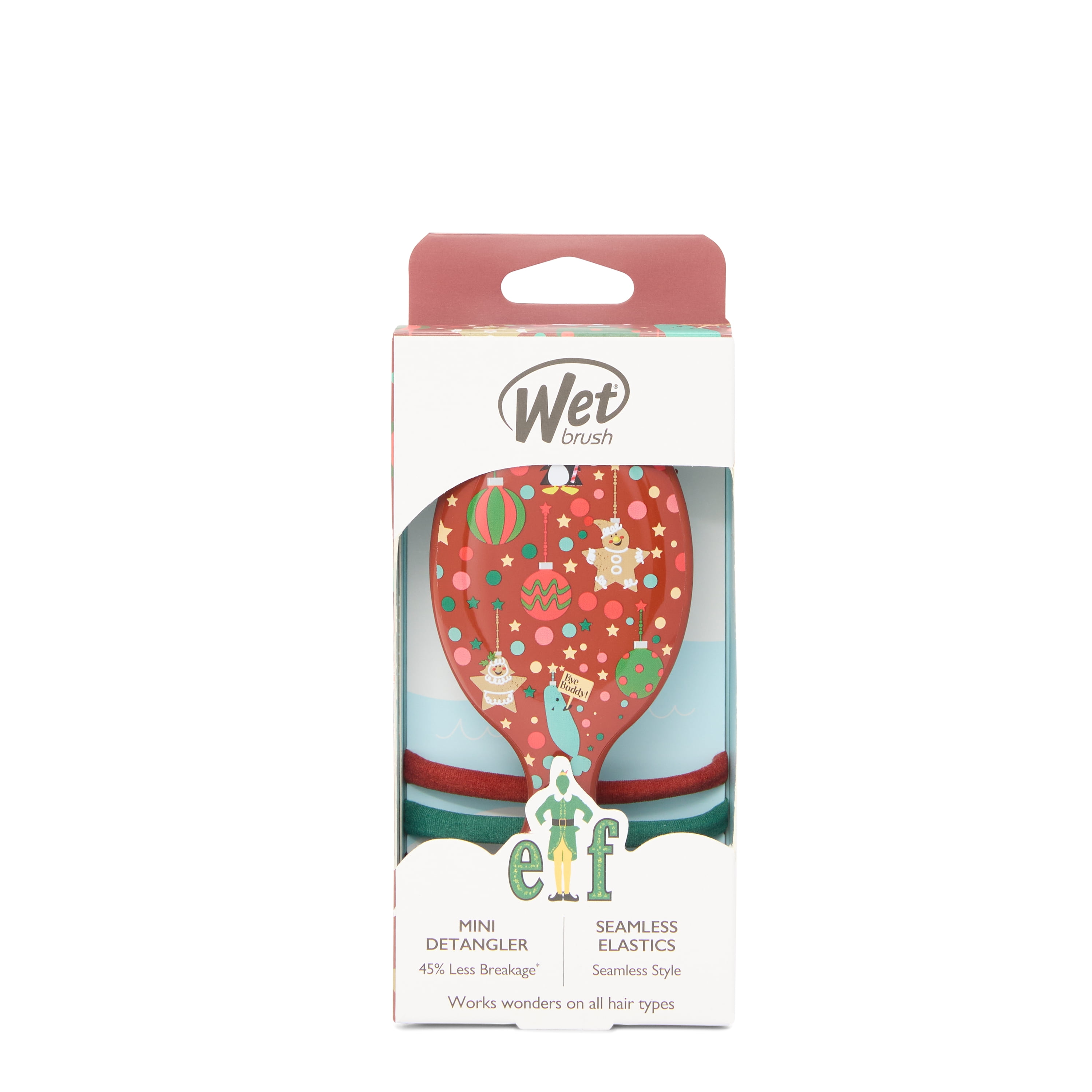 Wet Brush Hair Brush Mini Detangler 2 pack with Bonus Elastics.