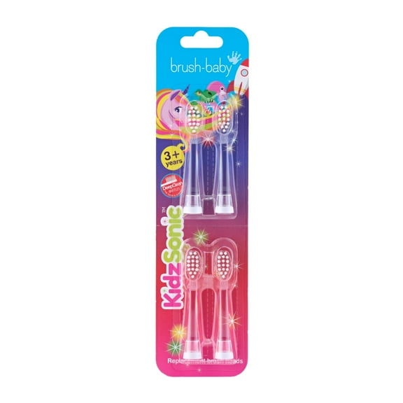 Brush-Baby KidzSonic® Replacement Brush Heads, 4 Pack, Soft Bristles, 3  Years