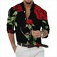 thumbnail image 1 of Camisa de hombre con solapa floral, camisa de manga larga con botones para uso diario y festivo, ropa cómoda y suave, diseño de botones de moda, informal, 1 of 6