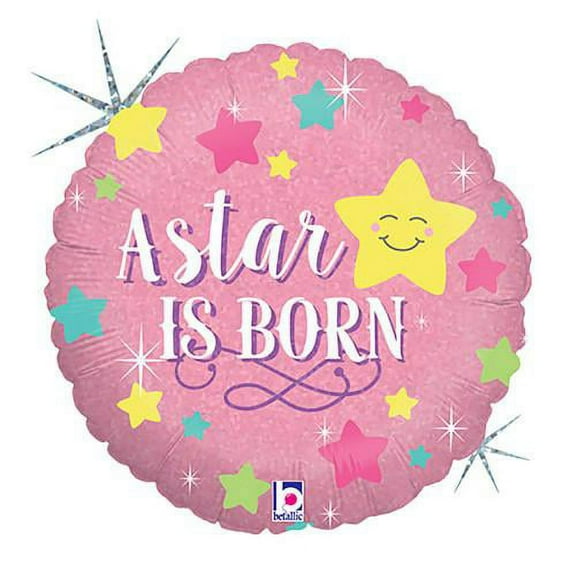 LOONBALLOON Baby Girl Balloons, 18″ A STAR IS BORN - GIRL