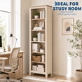 thumbnail image 6 of TacleeKii 6-Tier Bookshelf, Freestanding Bookcase with Open Shelves and Anti-Tip Design, Beige & Wood Color, 6 of 9
