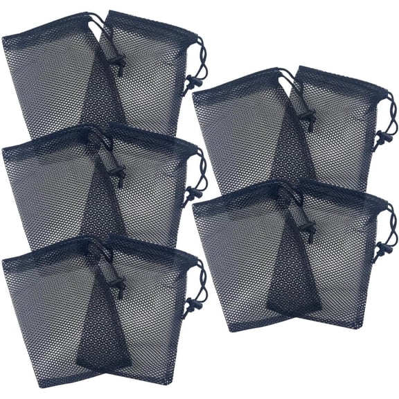 10 Pcs Small Mesh Drawstring Bags Mini Nylon Net Travel Stuff Laundry Bag Gym Golf Ball Pouch Tennis Beach x 15cm -