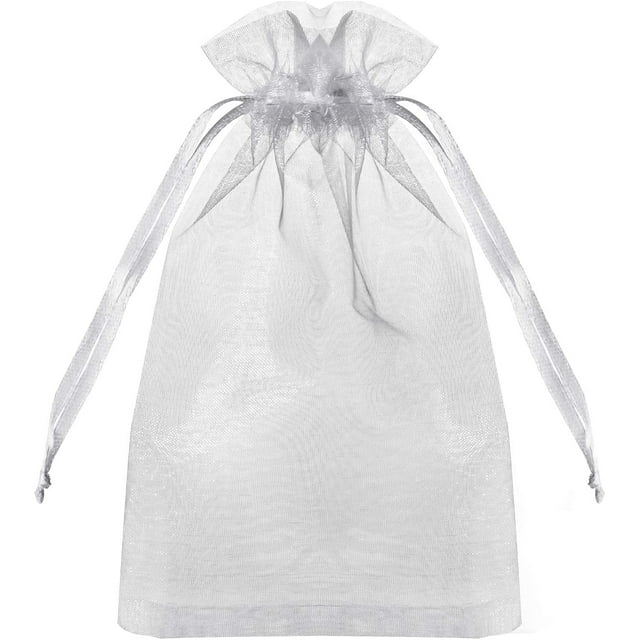 100 bolsas de organza transparentes de primera calidad, bolsas blancas para regalos de boda con cordón, bolsas de regalo de joyería de 4x6 pulgadas para fiestas, joyas, festivales, bolsas de regalo de maquillaje, bolsas de regalo de malla, bolsas de regalo con cordón Rojo Verde Cocina, Decoración y Otros