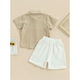 thumbnail image 4 of Suealasg 2Pcs Toddler Boys Cotton Linen Clothes Set Short Sleeve Button Down Lapel Shirt Tops and Shorts 6M 1T 2T 3T 4T Kids Baby Boys Summer Outfit, 4 of 9