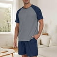 thumbnail image 2 of Pajama Set for Men Short Sleeve Pants Soft Color Block T Shirt Sleepwear Navy XL, 2 of 4