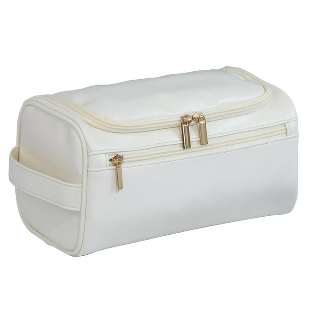Bolsa de maquillaje de PU, bolsa de cosméticos, viaje, moda, negocios, bolsa de cuero de PU, contenedor con beige Yuyangstore Neceser