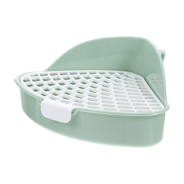 Minkissy Green Plastic Rabbit Litter Box with Detachable Grid for Small Animals Easy to Clean and Anti Fall
