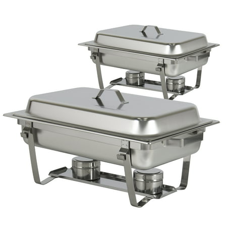 Best Choice Products 8qt Set of 2 Stainless Steel Full Size Tray Buffet Catering Chafing Dishes - (Best Of Thymes Catering)