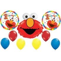Sesame Street ELMO 9 Piece 1st Birthday Decoration Supplies Mylar and Latex Balloons Party Set