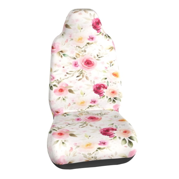 Retro Pink Flowers Floral Car Seat Covers Stretch Car Seat Protectors Universal Fit
