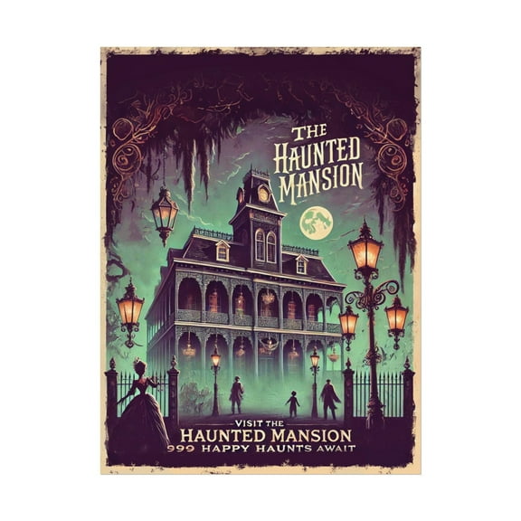 MSFCON Haunted Mansion 999 Happy Haunts Halloween Travel Poster: Spooky Wall Art - Decor for Halloween - Vintage Style Rolled Print
