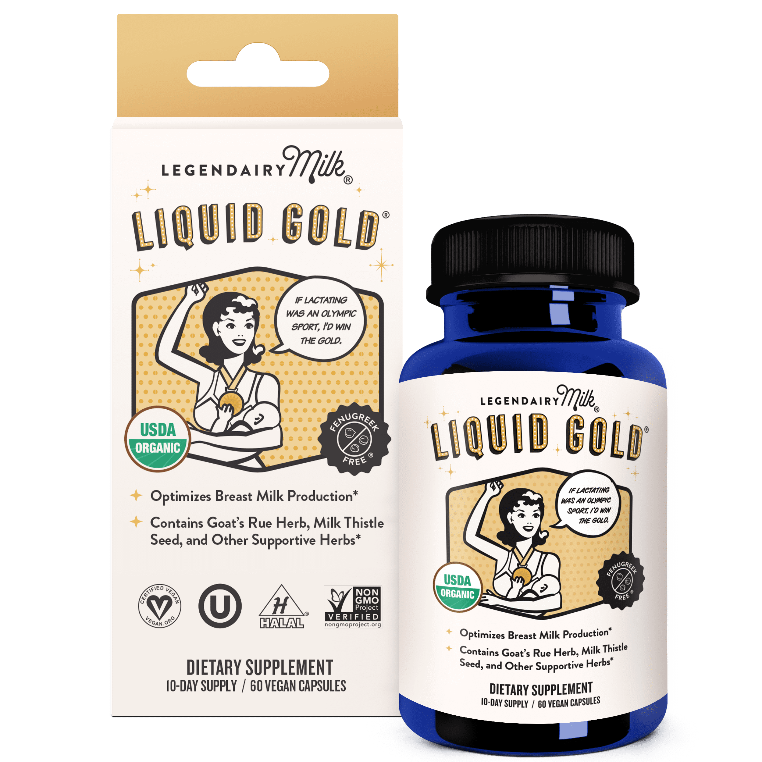 (2 pack) Legendairy Milk Liquid Gold, Lactation Supplement for Increased Milk Production, 60 Count