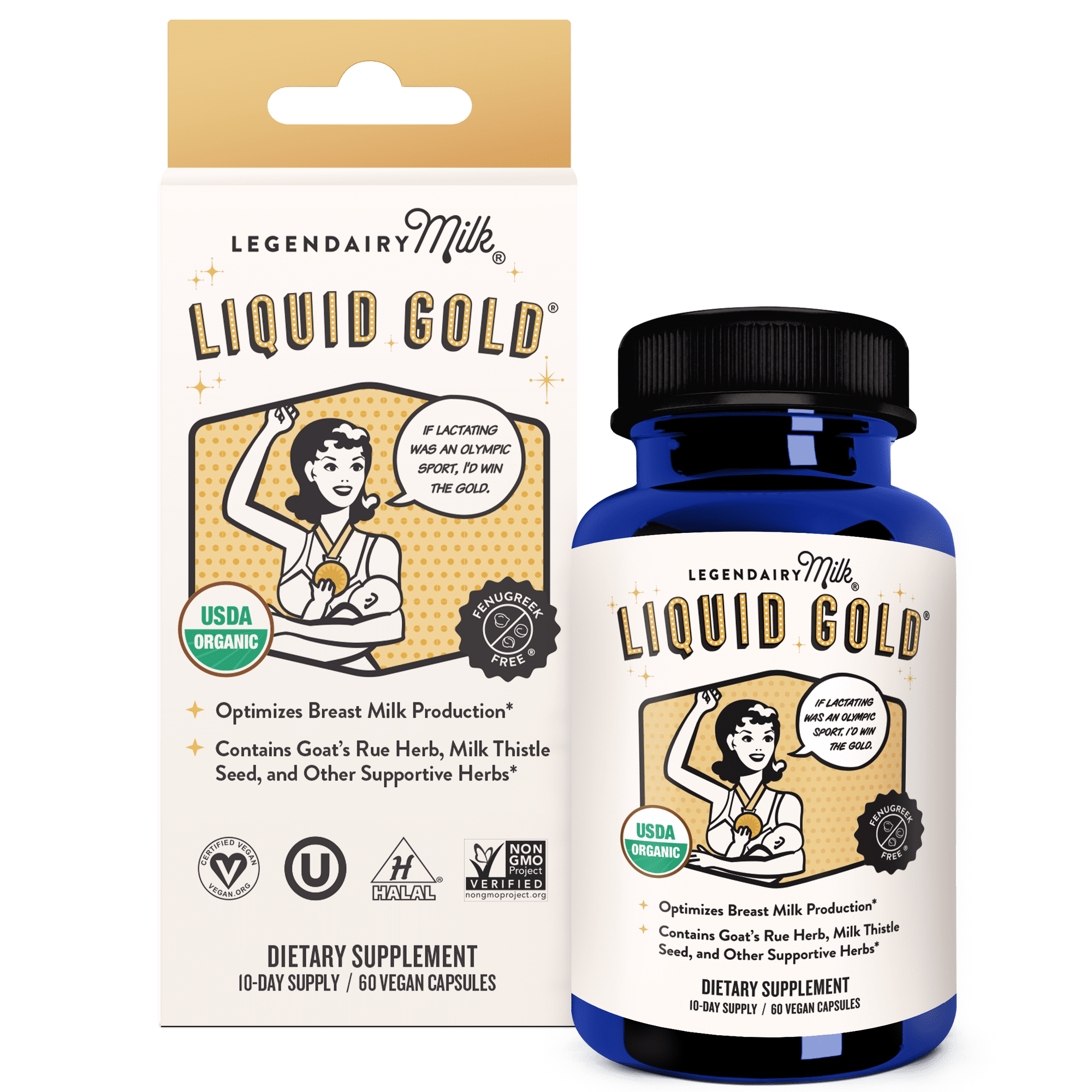 Legendairy Milk Liquid Gold, Lactation Supplement for Increased Milk Production, 60 Count