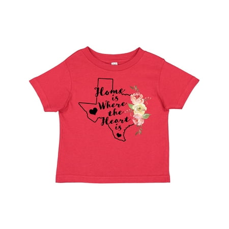 

Inktastic Texas Home is Where The Heart is with Watercolor Floral Girls Toddler T-Shirt