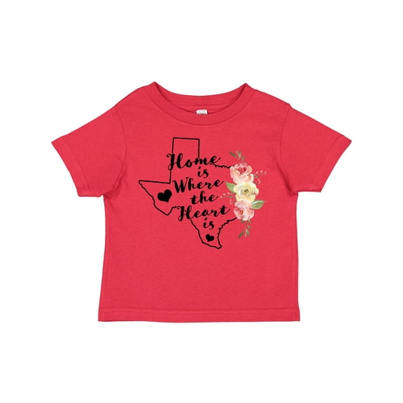 Inktastic Texas Home is Where the Heart is with Watercolor Floral Girls Toddler T-Shirt