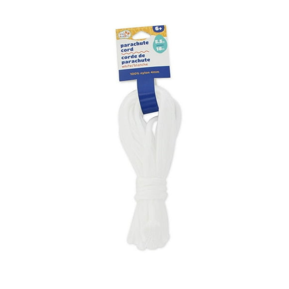 TINY HANDS Parachute Cord — White, 100% Nylon, 4 mm × 5.5 m (18 ft)