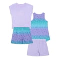 thumbnail image 4 of Wonder Nation Girls Mermaid Tank, T-Shirt & Sleep Shorts Pajama Set, 4-Piece, Sizes 4-18 & Plus, 4 of 4