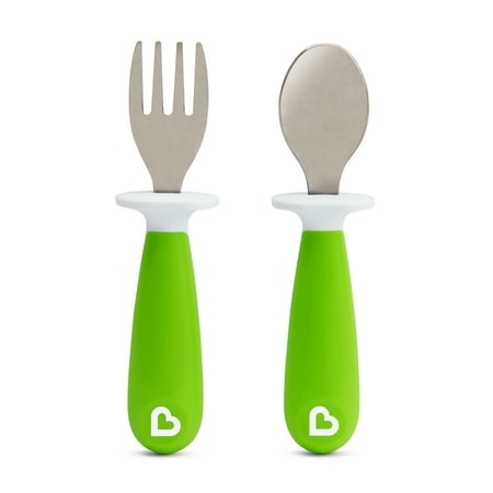 Munchkin® Raise™ Toddler Fork & Spoon Utensil Set, Green
