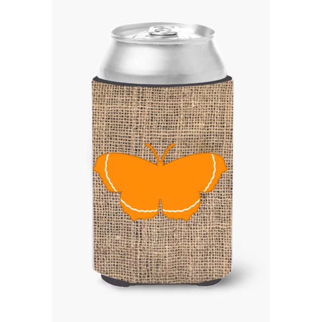 Abrazadera aislante para bebidas de arpillera y naranja de lata o botella de mariposa BB1037 Caroline's Treasures BB1037-BL-OR-CC