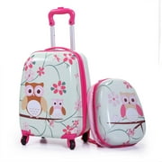 Cfowner 2PC Kids Carry-on Luggage Set, 12" Backpack & 16" Rolling Suitcase School Travel Trolley ABS Luggage for Boys Girls