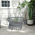 thumbnail image 2 of Outsunny Hanging Hammock Chair, Cotton Rope Porch Hammock Swing with Metal Frame and Cushion, Large Macrame Seat for Patio, Garden, Bedroom, Living Room,  Dark Grey, 2 of 10