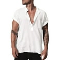 thumbnail image 2 of TBWNWG Men T Shirts Summer Pocket Casual Short Round Solid Sleeve Top Neck for Men,Size 2XL, 2 of 5