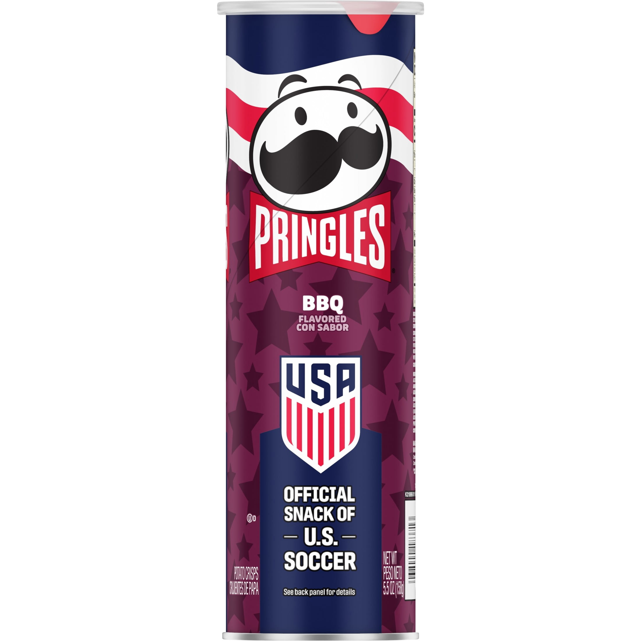 Pringles BBQ Potato Crisps Chips, Lunch Snacks, 5.5 oz Canister