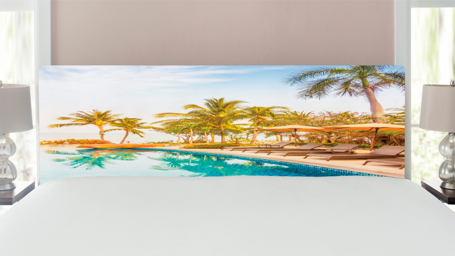 Landscape Headboard, Aerial View of a Pool in a Health Resort Spa Hotel