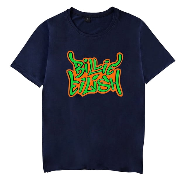 Billie Eilish - Camiseta Graffiti de Algodón para Adultos Unisex (Azul Marino)