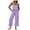 Purple, variant on qolati Women's 2 Piece Outfits Summer Lounge Sets Cotton Linen Sleeveless Square Neck Linen Tank Crop Top Wide Leg Pants Matching Sets