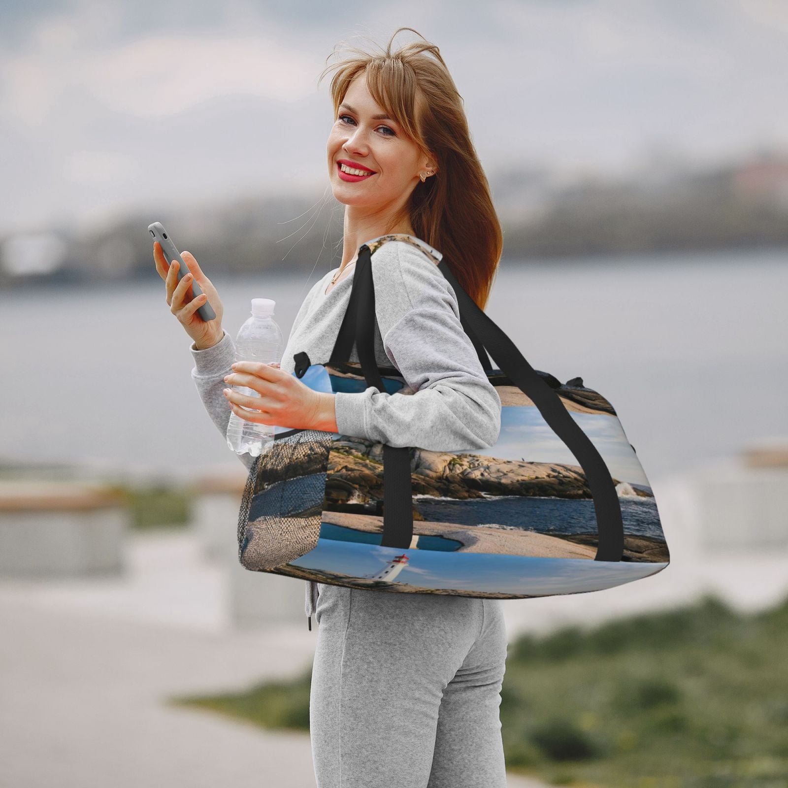 Fuzoiu Lighthouse Print Travel Duffle Bag,Carry On Tote Bags,Duffel Bag,Sport Gym Bag, Hospital Bag for Labor and Delivery, Overnight Bag,Luggage Bag