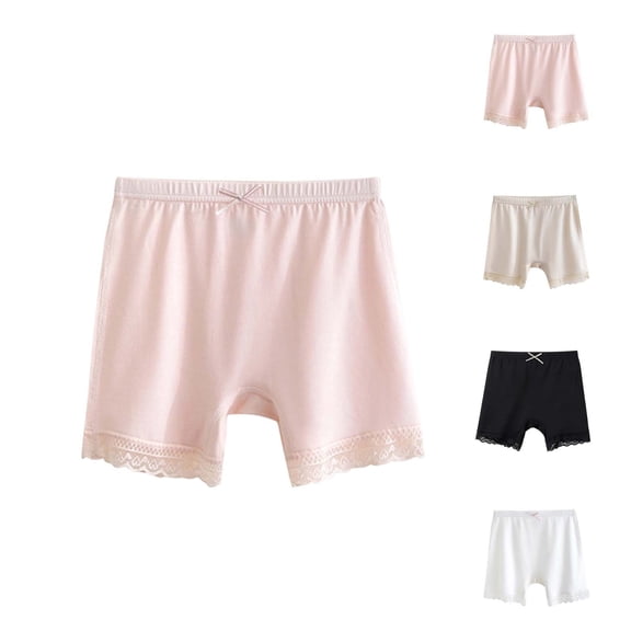 Acaics Girls' Shorts for Home Lace Bow Safety Shorts Elastic Waist Under Dress