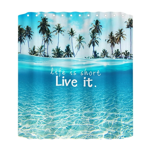 Clearance Sale! Pedty ,1Pc Shower Curtain,Ocean Beach Print Shower Curtain 70X70 Inch with 12 Plastic Hooks Waterproof Shower Curtain Bathroom Heavy Side Shower Curtain Machine Washable Quick Dry