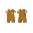 thumbnail image 2 of Mono para bebé niño, manga corta, cuello redondo, a cuadros, ropa de verano para uso diario informal., 2 of 9