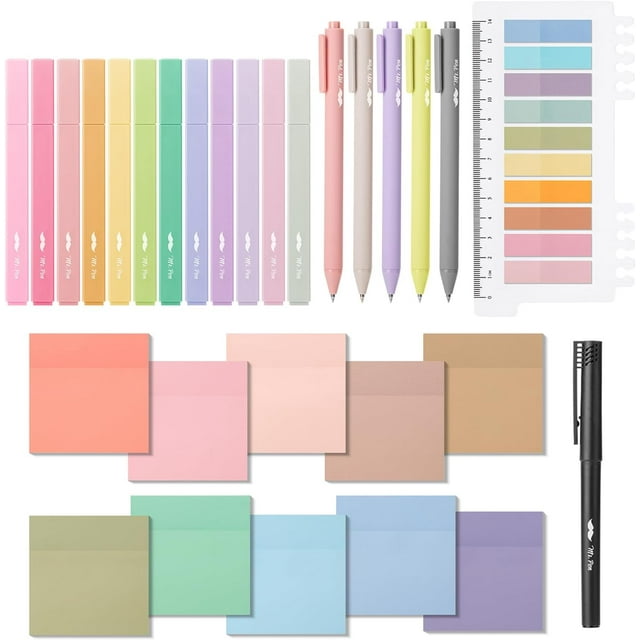 Aesthetic Book Annotation Kit Aesthetic Highlighters and Gel Pens Transparent Sticky Notes Transparent Sticky Tabs for Books No Bleed Highlighters for Bible Pages No Bleed