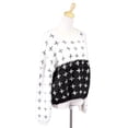 thumbnail image 4 of The Classic Color Block Black And White Shaggy Pullover Jumper With Cross Prints, 4 of 5