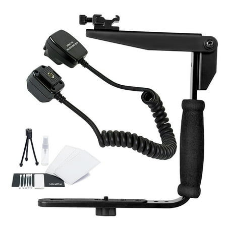Nikon Camera Grip Rotating Flash Bracket Grip with Nikon SC-28, SC-29 Replacement Off Camera TTL Flash Cord for Select Nikon Digital SLRs. UltraPro Bundle Includes: Cleaning Kit, LCD Screen Protector, Mini Tripod ()
